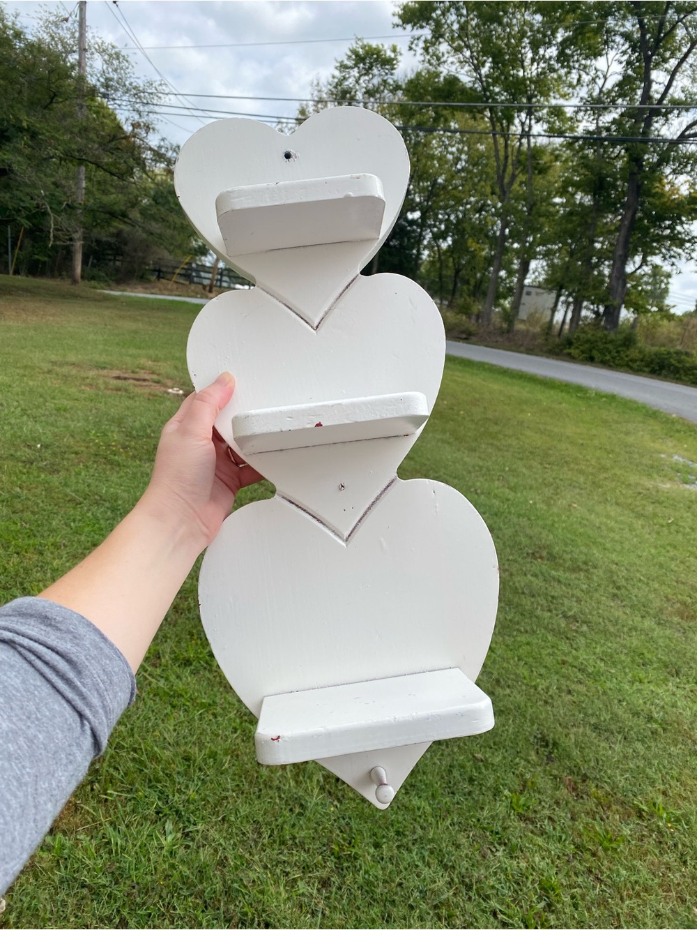 Vintage White Heart Shelf Trio Wall Display